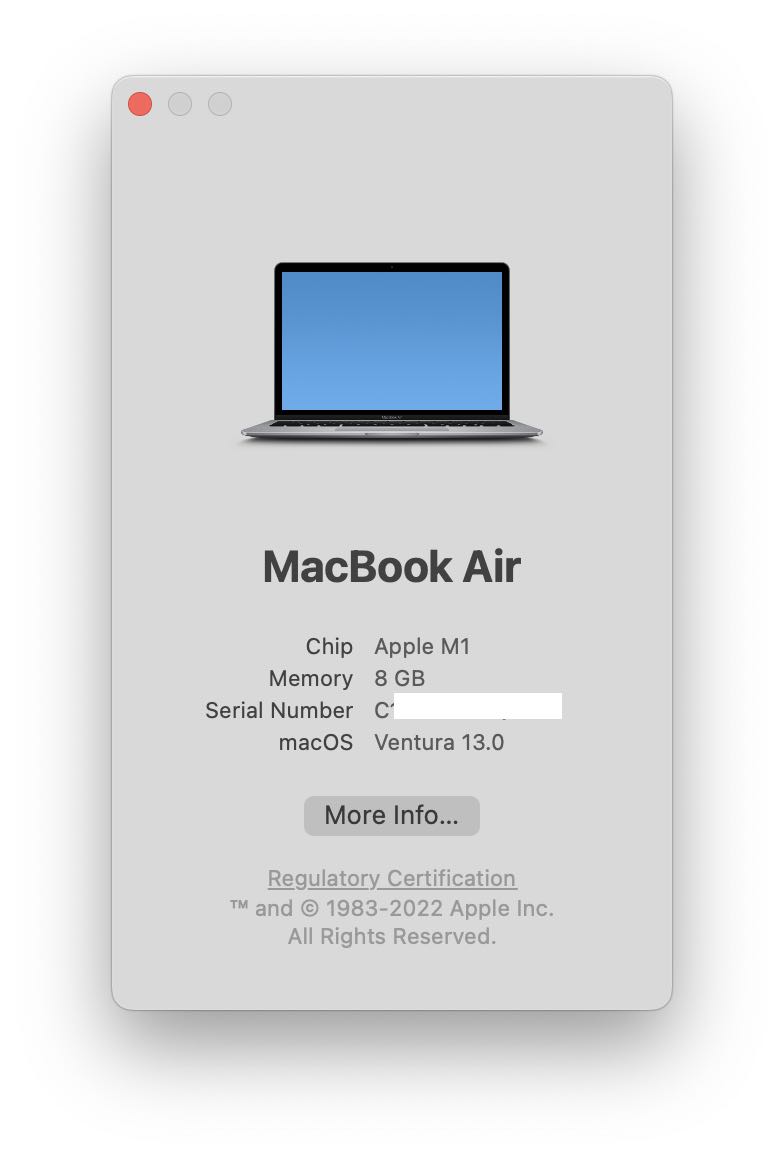 Know Serial Number on Macbook using About this Mac